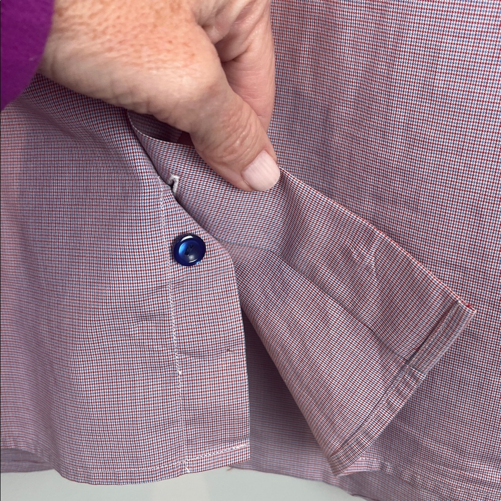 Eton Red Blue Checkered Button Down Dress Shirt Men's 40/15.75 - Picture 6 of 10